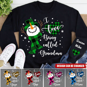 I Love Being Called Grandma Snowman Christmas And Kids Personalized Sweatshirt