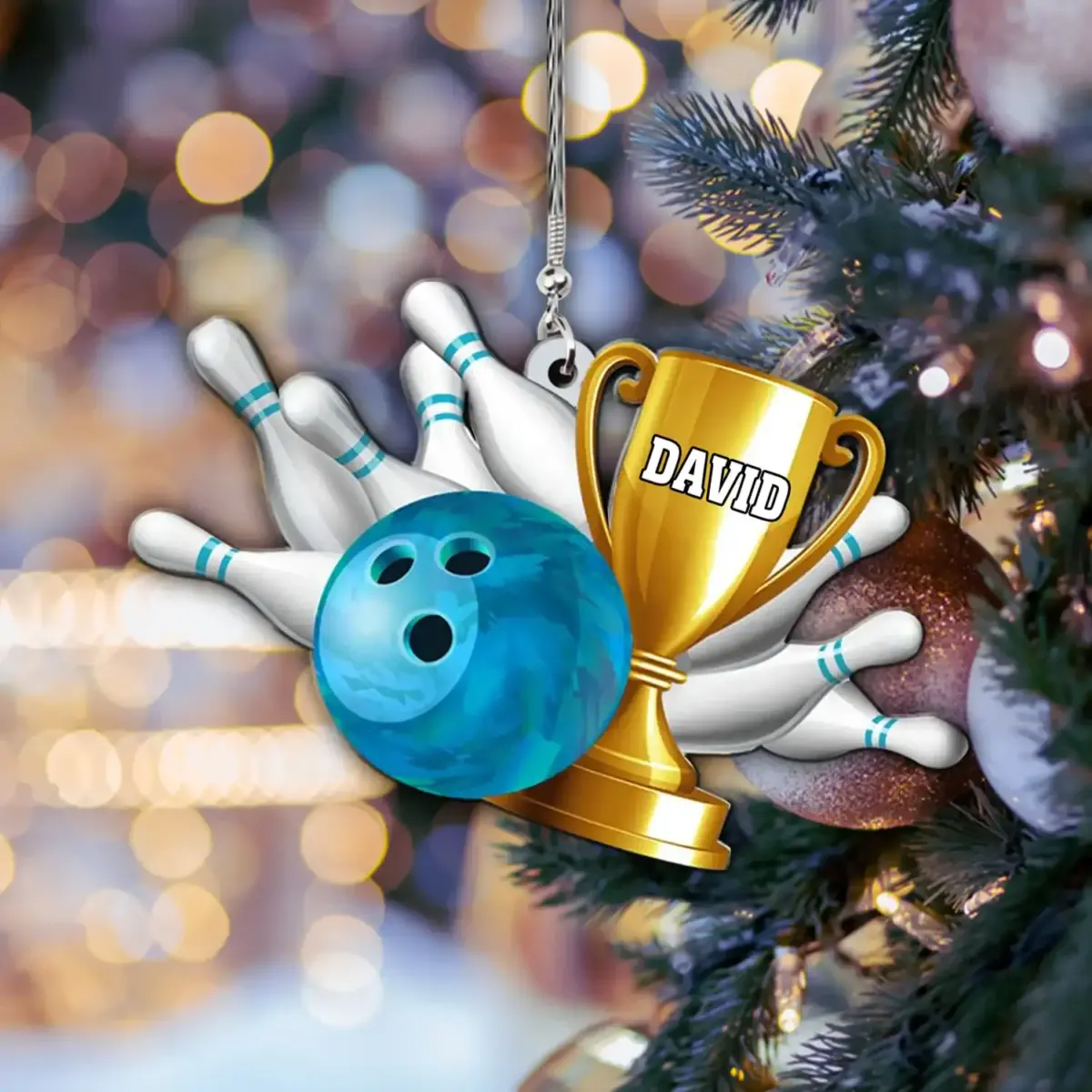 Personalized Bowling, Trophy Christmas Shaped Ornament