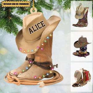 Cowboy Hat Shoes Personalized Acrylic Ornament