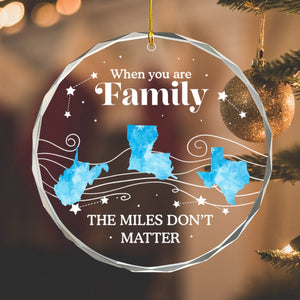 Long Distance The Miles Don't Matter Christmas - Personalized Circle Glass Ornament