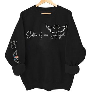 Memorial Custom Photo Wings On Sleeve, Momma Daddy Of An Angel Personalized Sweatshirt