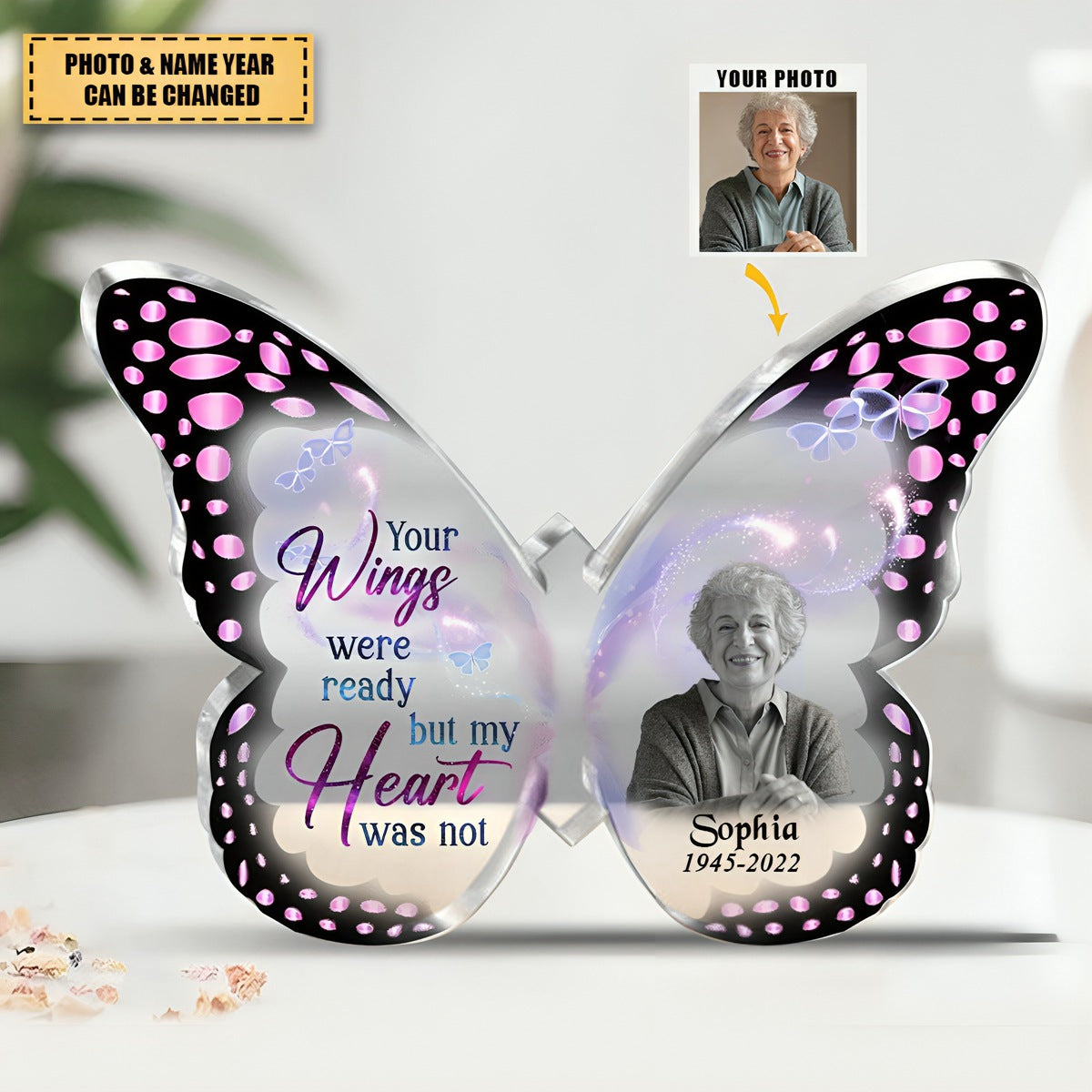 Personalized Memorial Butterfly Shaped Acrylic Plaque Hey Dady   1 4 B510f20f 04e9 4bdb A580 192e219432ad 1200x 