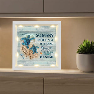 Personalized Beach and Turtles Couple Gift Light Shadow Box