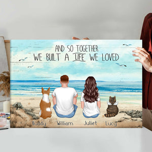 You Me And The Dogs Beach Outline Personalized Poster