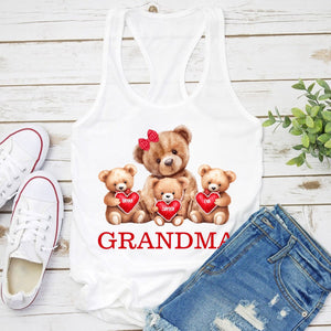 Personalized Grandma Bear With Cute Little Bear Kids Tank Top