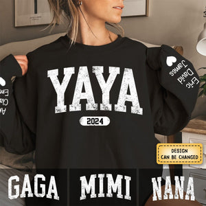 Personalized Yaya Est with Grandkid Names Sweatshirt