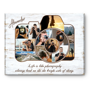 Gifts for Photographers, Unique Cameraman Personalized Photos Collage Canvas Poster