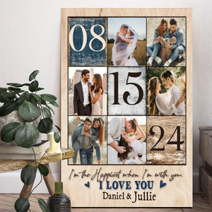 Personalized Couple Photo Collage Canvas Poster,Anniversary Gift