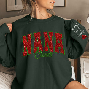 Personalized Glitter Gigi Claus Christmas Family Sweatshirt With Grandkids