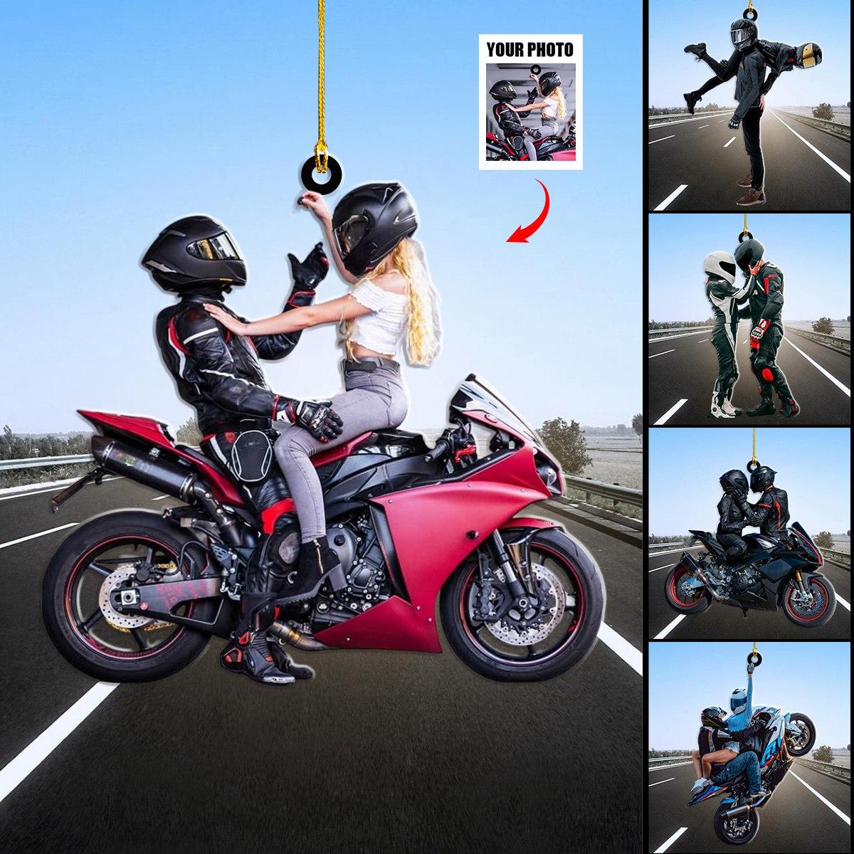 Motorcycle Couple Custom Photo Personalized Acrylic Ornament Gifts