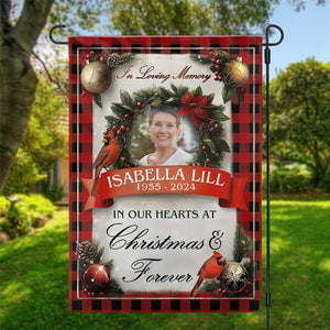 In Our Hearts At Christmas & Forever - Personalized Garden Flag, Memorial Gift