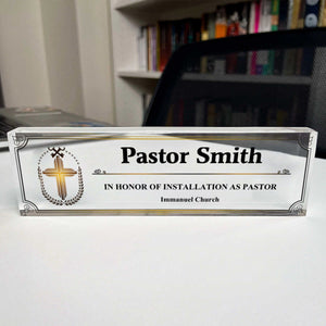 Personalized Pastor Desk Name Acrylic Plaque,Acrylic Reverend Name Sign