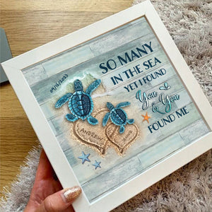 Personalized Beach and Turtles Couple Gift Light Shadow Box