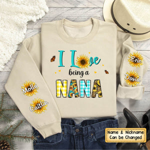 Personalized Gift For Grandma I Love Being Grandma Sleeve Printed Sweatshirt