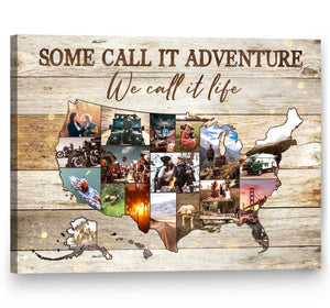 A Unique United States Map Travel Map Photo Collage Personalized Canvas/Poster Gift