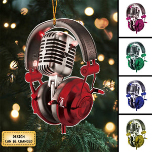 Personalized Microphone Christmas Ornament, Gift For Sing Lover