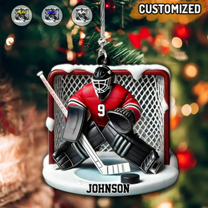 Perfect Gift For Hockey Golie, Hockey Lovers Personalized Hockey Goal Keeper Shaped Ornament