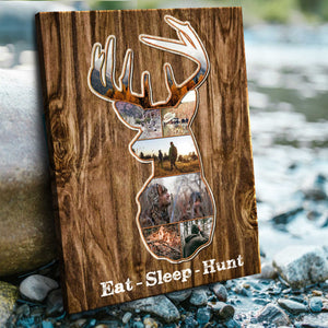 Deer Hunting Memories Gifts, Deer Head Custom Photo Collage Personalized Canvas/Poster