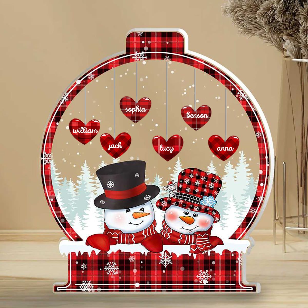 Sparkling Christmas Snowman Personalized Acrylic Plaque