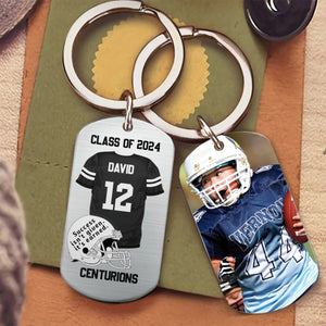 Success Isn't Given It's Earned Personalized Stainless Steel Keychain,Gift for American Football Lover