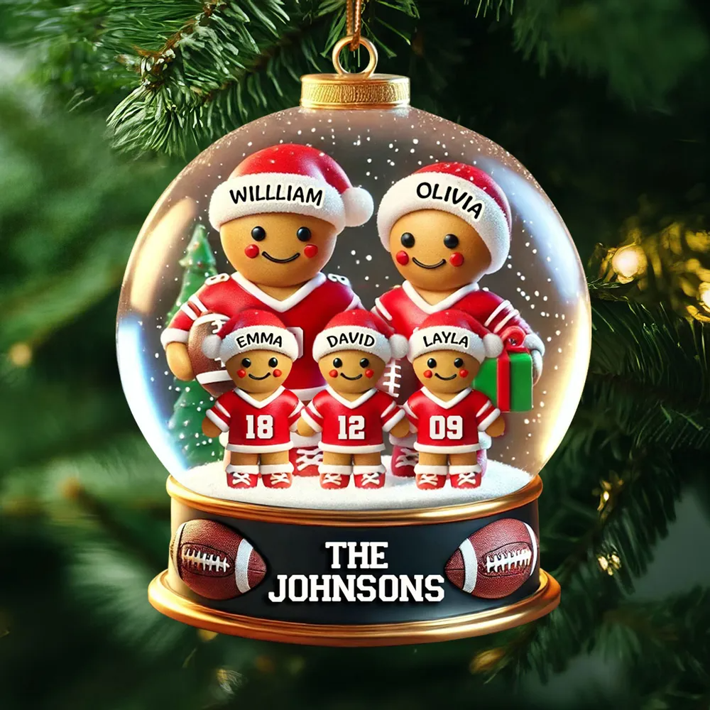 Personalized Globular Acrylic Christmas Ornament, Football Family Sport Lover