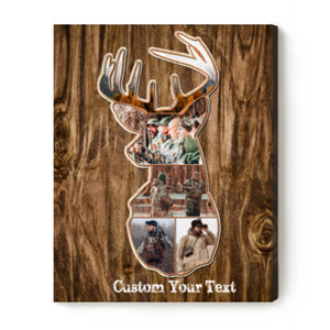 Deer Hunting Memories Gifts, Deer Head Custom Photo Collage Personalized Canvas/Poster