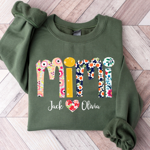 Personalized Flower Grandma With Grandkids Print Sweatshirt