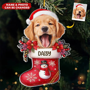 Happy Howlidays With All Our Love - Personalized Photo Dog & Cat Christmas Acrylic Ornament