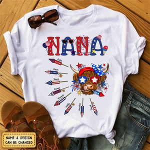 Personalized Grandma Patriotic With Firecrackers, Cute 4Th Of July T-Shirt