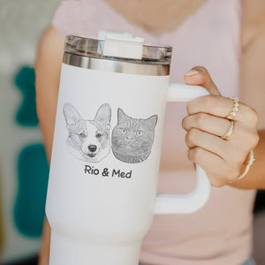 Personalized Dog Photo 40oz Tumbler With Handle Christmas Gifts for Dog Lovers