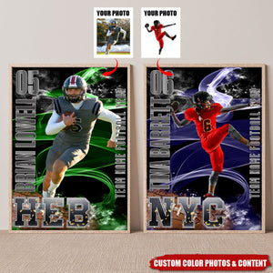 Senior Sports Personalized Photo Canvas Gift For Football Lover