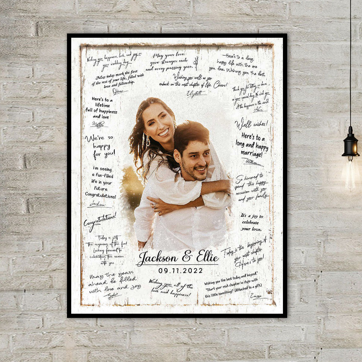 Personalized Wedding Guest Book Canvas Poster, Watercolor Portrait From Photo, Custom Painting Portrait