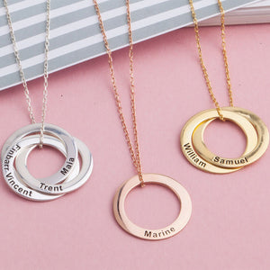 Personalized round necklace, engraved name and text necklaces, Valentine's Day gifts,Family gifts