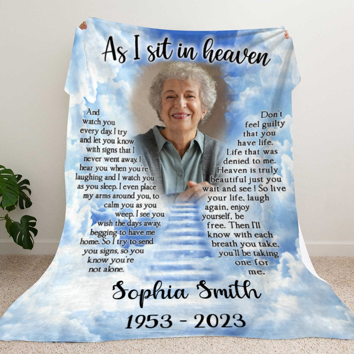 Custom Photo As I Sit In Heaven - Memorial Personalized Blanket