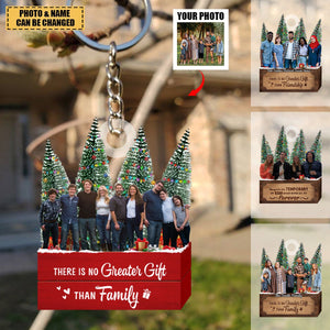 There is no Greater Gift than Family - Personalized Custom Photo Christmas Keychain