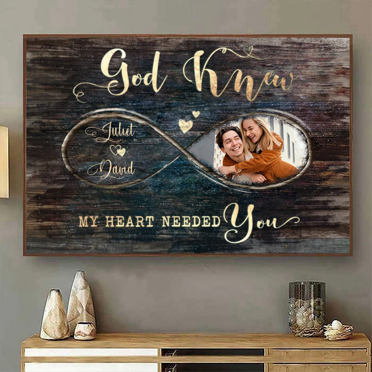 Personalized Valentines Day Photo Gift, God Knew My Heart Needed You Custom Canvas Print