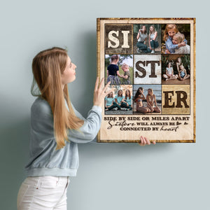 Personalized Sister Photo Collage Canvas Poster,Always Sister Gifts