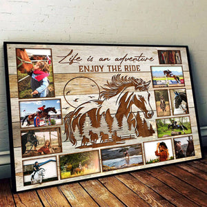 Personalized Horse Rider Photo Collage Canvas Poster, Gift For Equestrians, Horse Gift