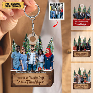 There is no Greater Gift than Family - Personalized Custom Photo Christmas Keychain