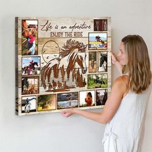 Personalized Horse Rider Photo Collage Canvas Poster, Gift For Equestrians, Horse Gift