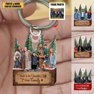 There is no Greater Gift than Family - Personalized Custom Photo Christmas Keychain