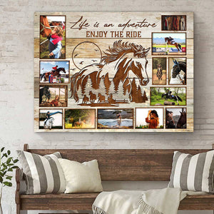 Personalized Horse Rider Photo Collage Canvas Poster, Gift For Equestrians, Horse Gift