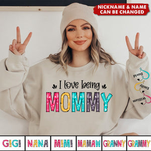 Christmas Gift For Mom, Grandma - Family Personalized Custom Sweatshirt With Design On Sleeve