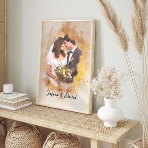 Personalized Couple Poster, couple portraits, customized wedding birthday gifts for husband and wife