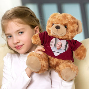 Personalized Cute Plush Stuffed Memory Bear with Heart Photo Shirt or Hoodie Memorial Gift