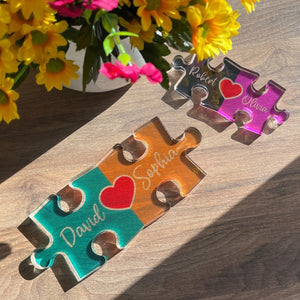 Personalized Couples Puzzle Name Sign Acrylic Plaque,Valentine Home Decor, Valentine Gift for Him, Her