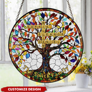 Gifts For Family - Family Tree - Personalized Window Hanging Suncatcher Ornament