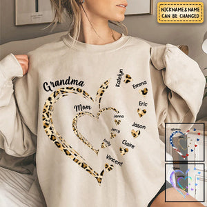 Personalized Heart Mom Grandma And Kids Shirt, Custom Name Sweatshirt