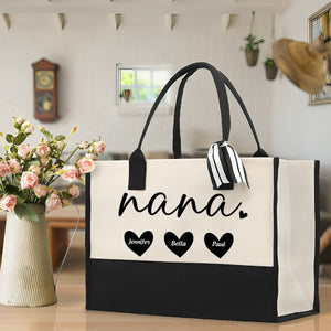 Mama Gigi Grandma Heart- Personalized Canvas Tote Bag