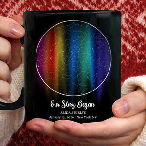 Personalized Star Map LGBTQ Rainbow Couple Mug